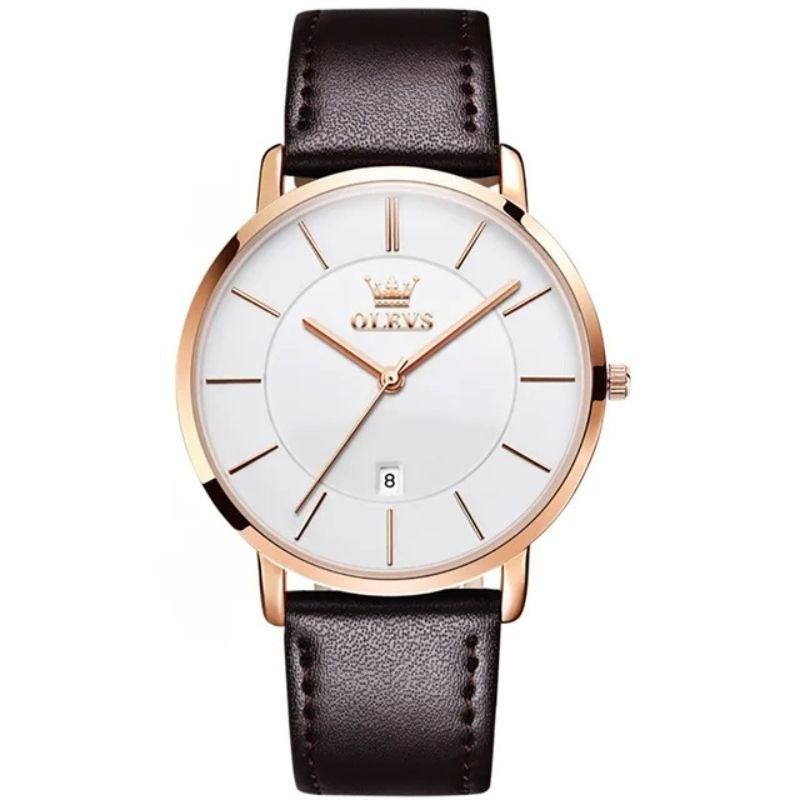 Montre de voiture avec date, étanche, à bracelet en cuir
