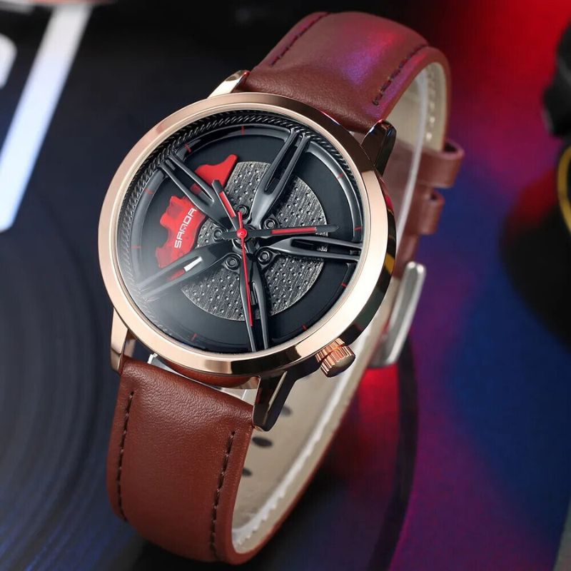 Montre à quartz avec cadran à moyeu rotatif