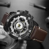 Montre de luxe à quartz, chronographe, militaire et sportive en cuir