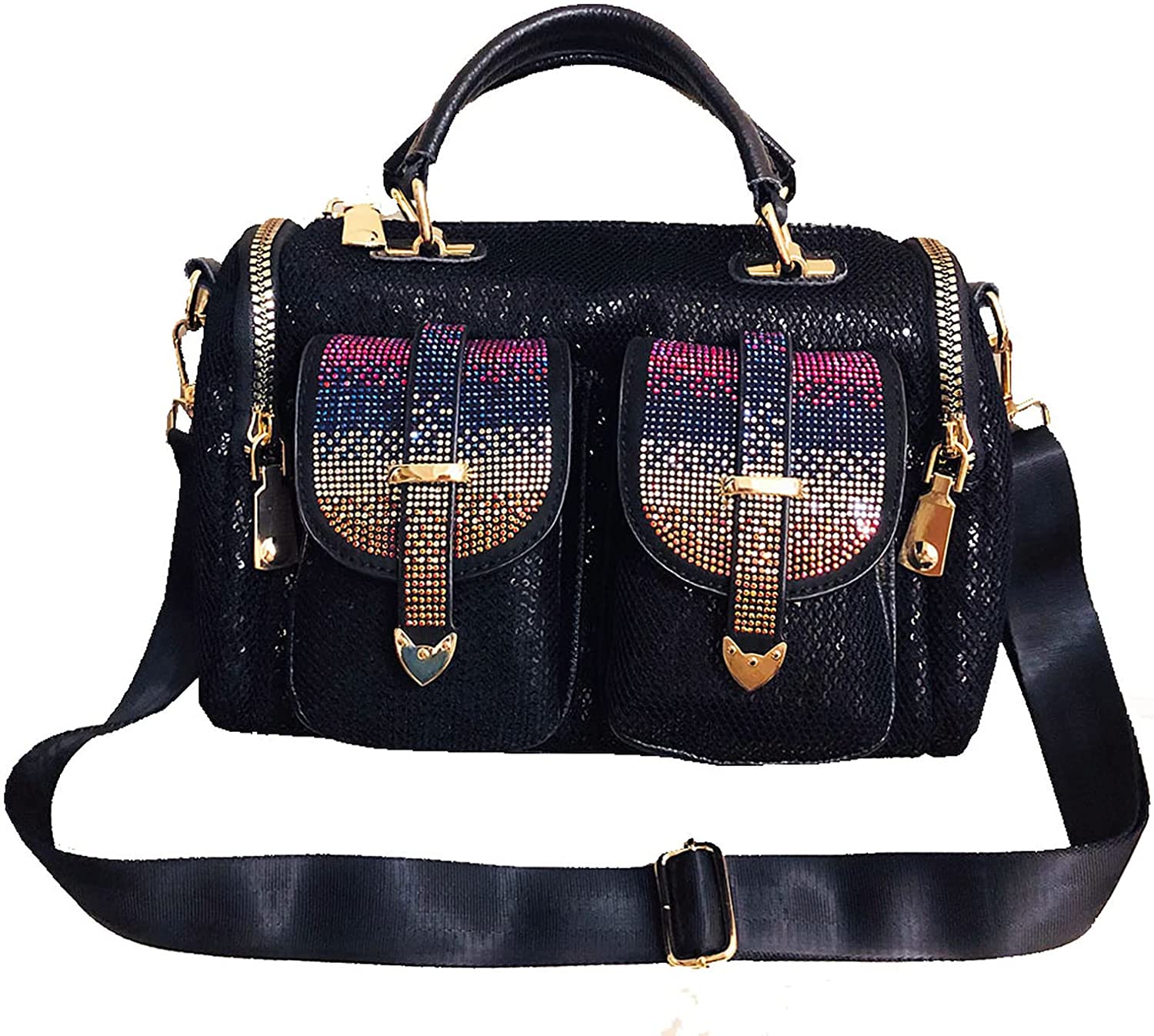 Sac à main en paillette irisée avec strass