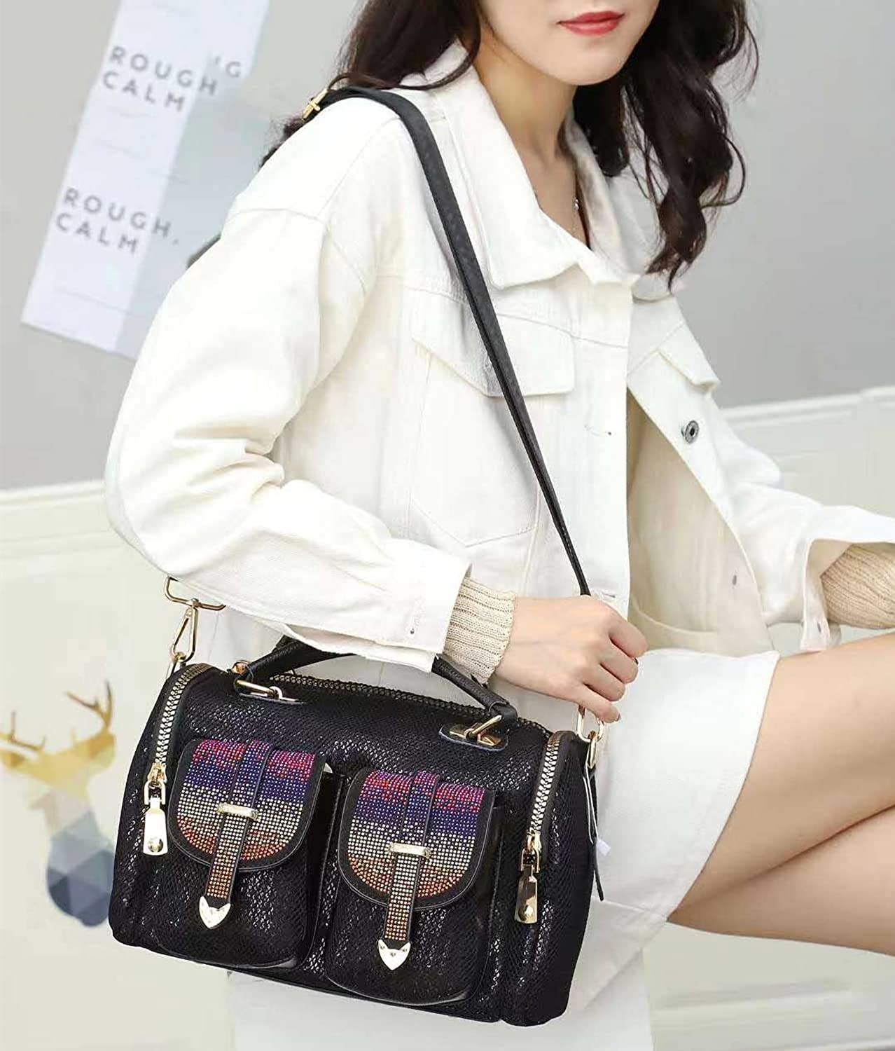 Sac à main en paillette irisée avec strass