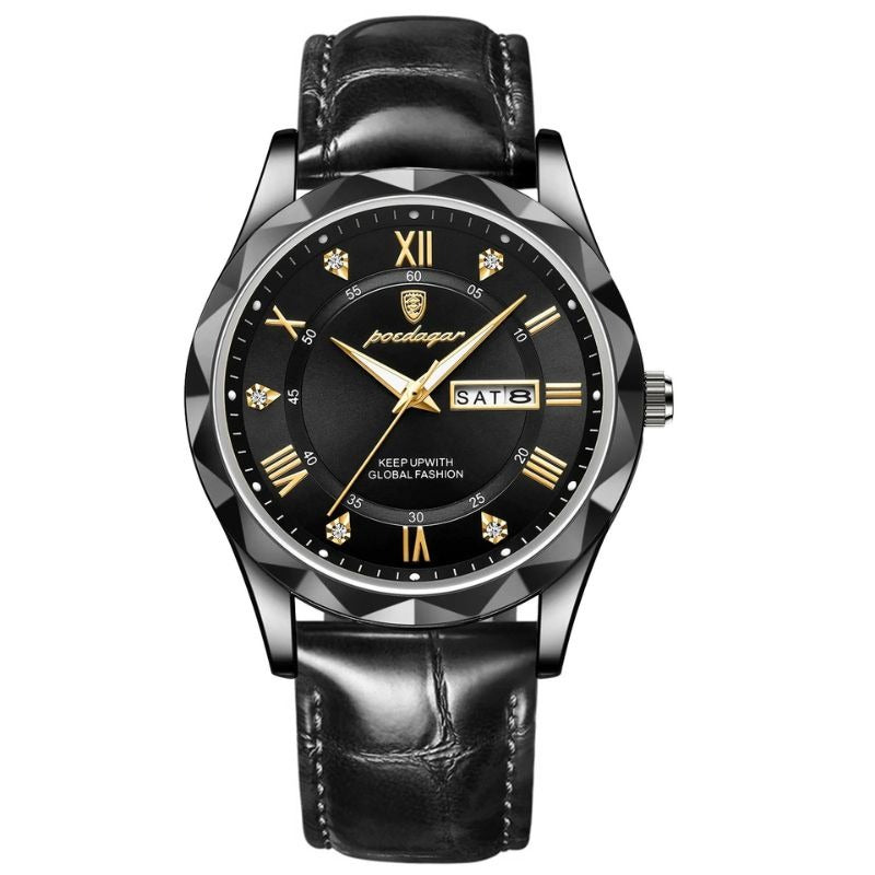 Montre à quartz avec bracelet en cuir