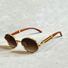 Lunettes de soleil classiques vintage à monture en bois pour femmes