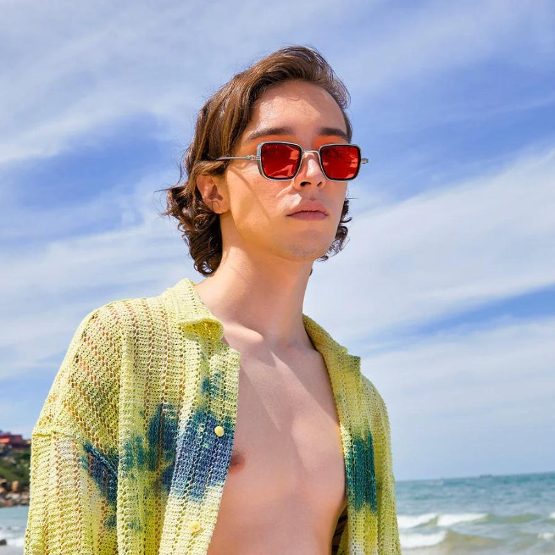 Lunettes de soleil carrées métallisées