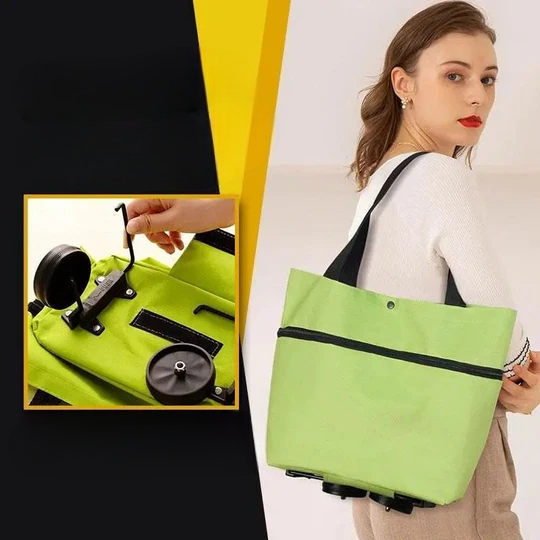 Sac trolley pliable 2 en 1 pour les courses