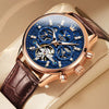 Montre mécanique automatique avec bracelet en cuir