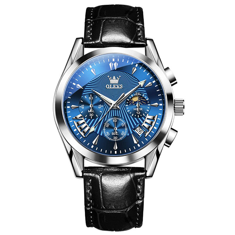Montre à quartz avec bracelet en cuir véritable