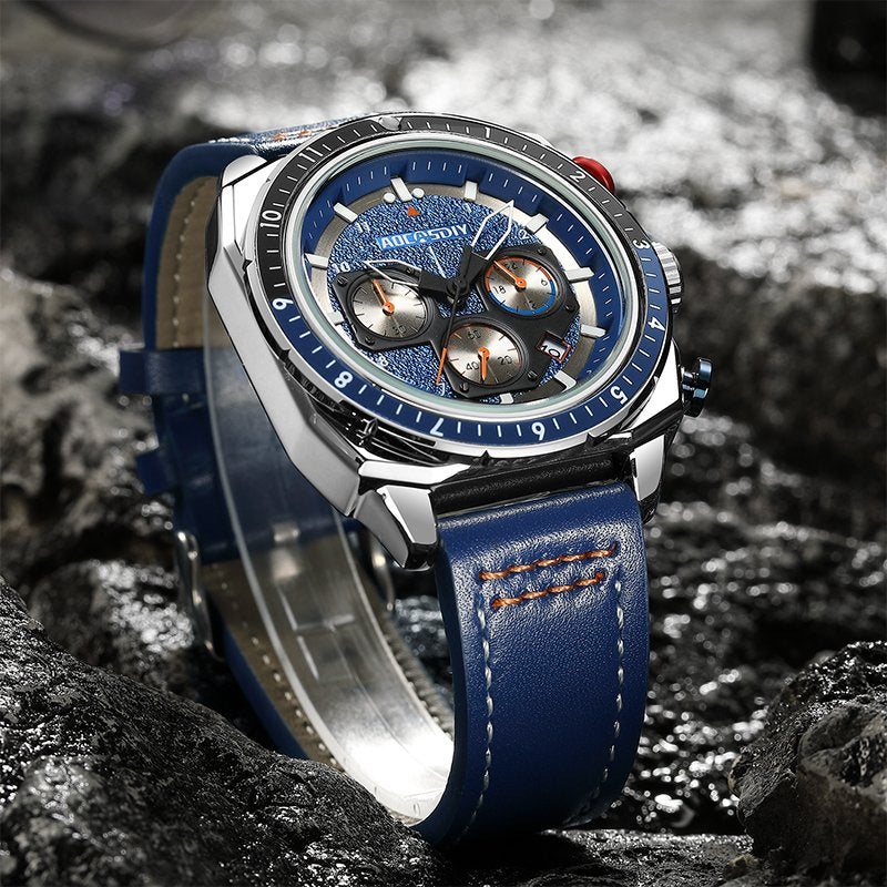 Montre à quartz de luxe, étanche, à chronographe et à sport