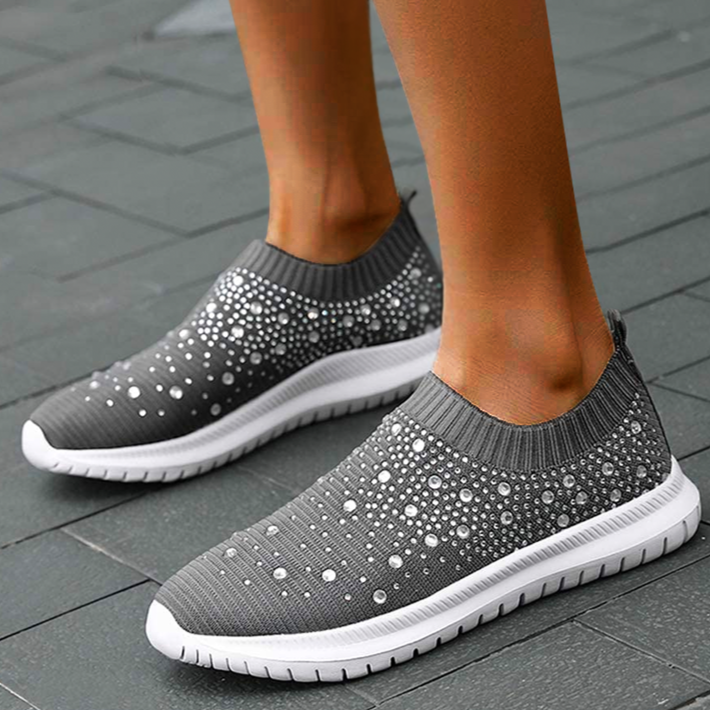 Chaussures de marche gaufrées en cristal pour femmes