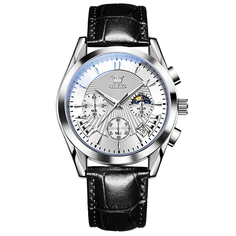 Montre à quartz avec bracelet en cuir véritable