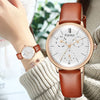 Montre chronographe de luxe pour dames avec bracelet en cuir
