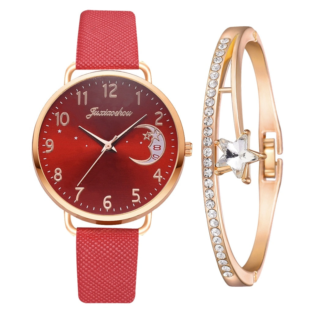 Ensemble montre et bracelet à cadran lunaire