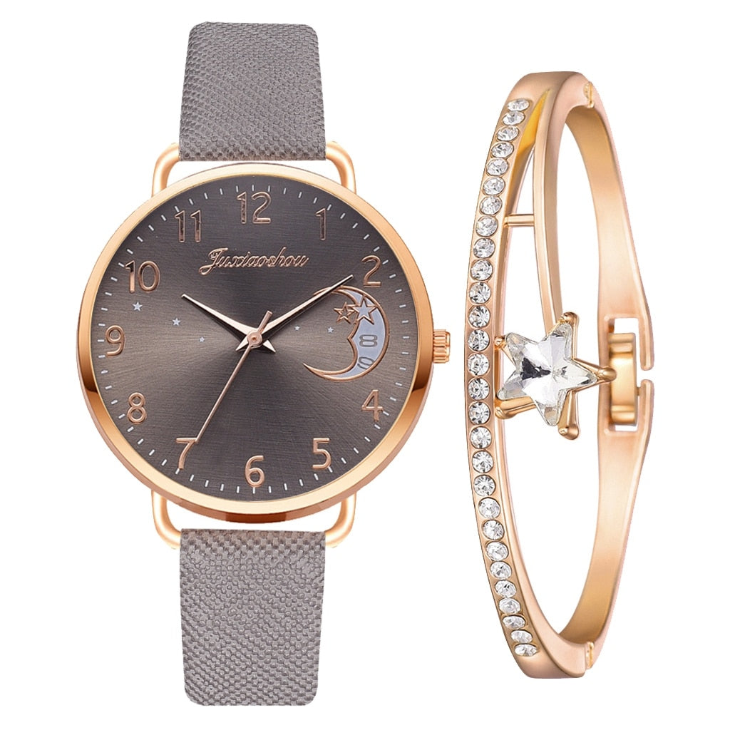 Ensemble montre et bracelet à cadran lunaire