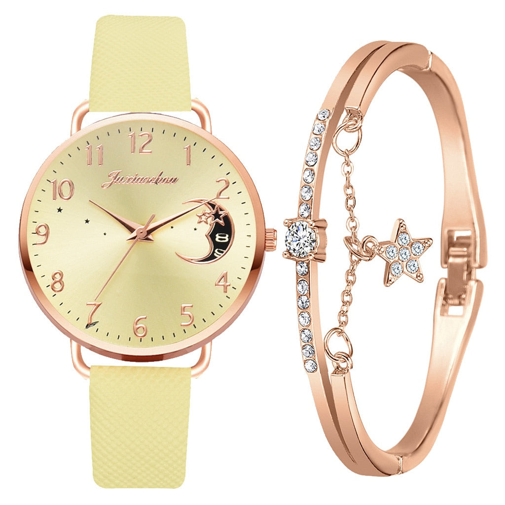 Ensemble montre et bracelet à cadran lunaire