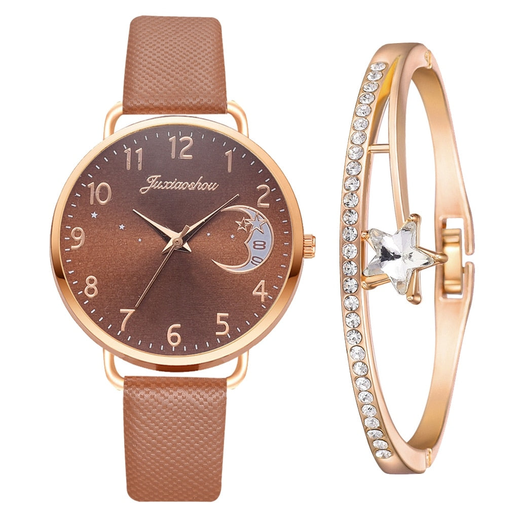 Ensemble montre et bracelet à cadran lunaire