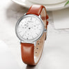 Montre chronographe de luxe pour dames avec bracelet en cuir