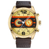 Montre de sport de luxe à quartz, chronographe, étanche et bracelet en cuir