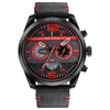 Montre de sport de luxe à quartz, chronographe, étanche et bracelet en cuir