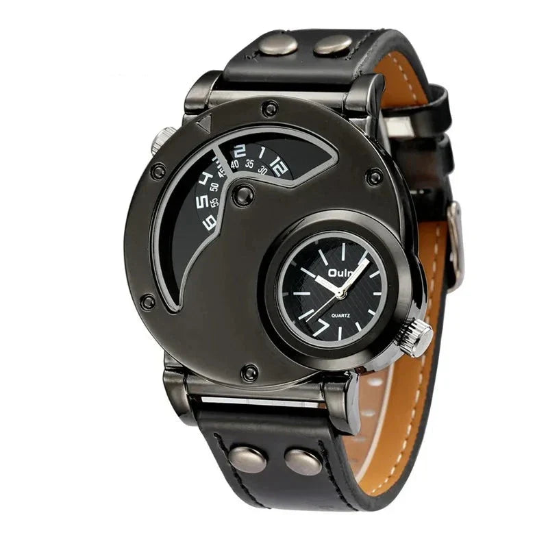 Montre à quartz de luxe à double heure