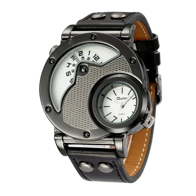 Montre à quartz de luxe à double heure