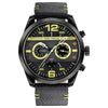 Montre de sport de luxe à quartz, chronographe, étanche et bracelet en cuir
