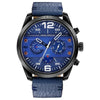Montre de sport de luxe à quartz, chronographe, étanche et bracelet en cuir