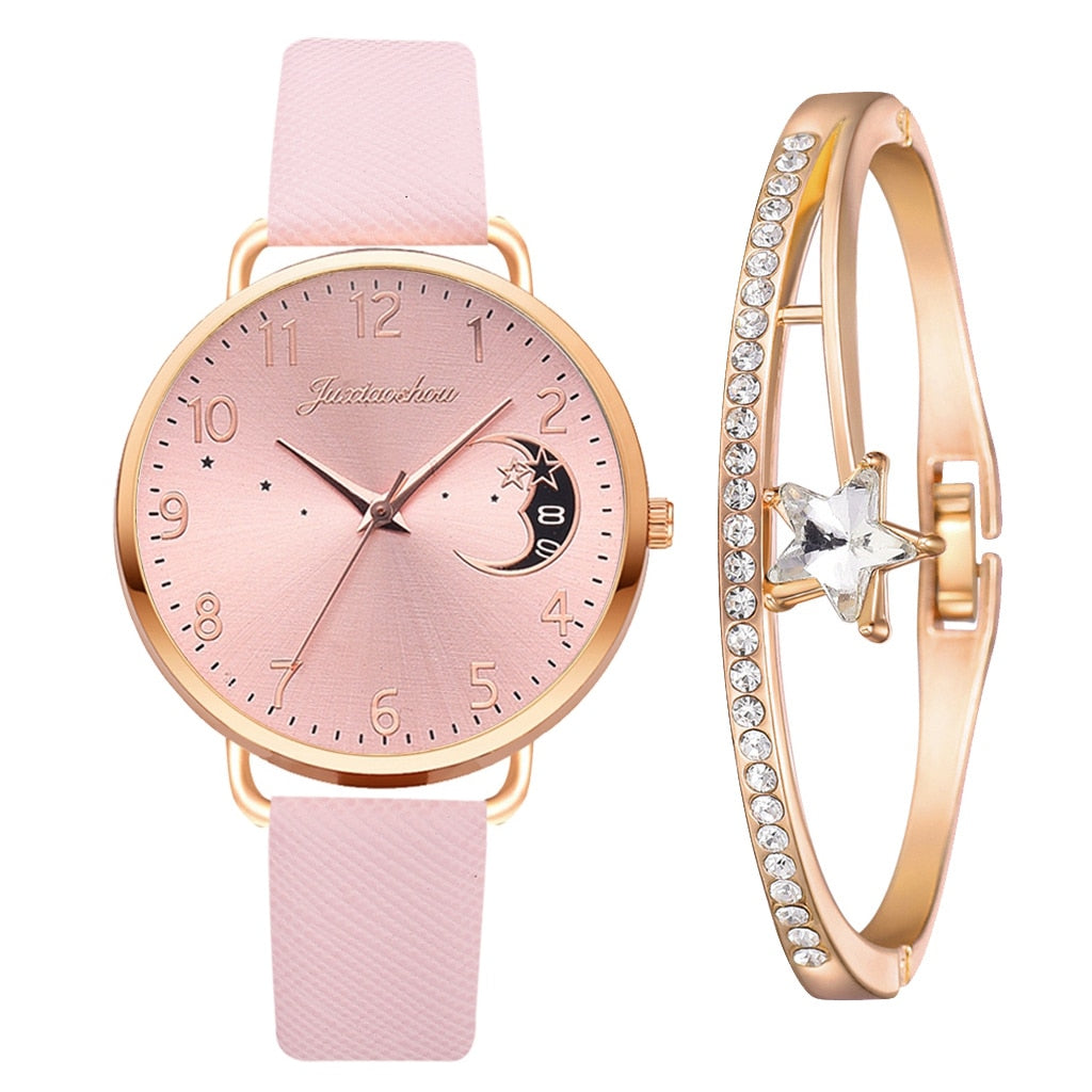 Ensemble montre et bracelet à cadran lunaire