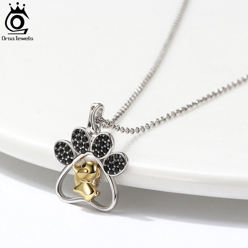 Collier en argent sterling avec pendentif patte de chien - Dog Savant