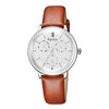 Montre chronographe de luxe pour dames avec bracelet en cuir