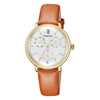 Montre chronographe de luxe pour dames avec bracelet en cuir