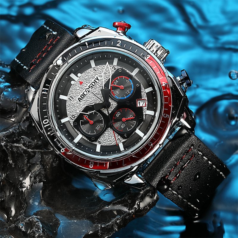 Montre à quartz de luxe, étanche, à chronographe et à sport