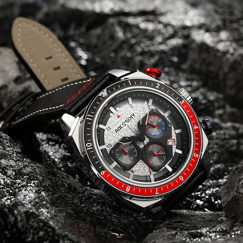 Montre à quartz de luxe, étanche, à chronographe et à sport