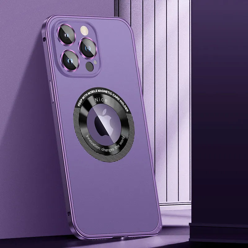 Étui pour iPhone avec cadre en métal magnétique