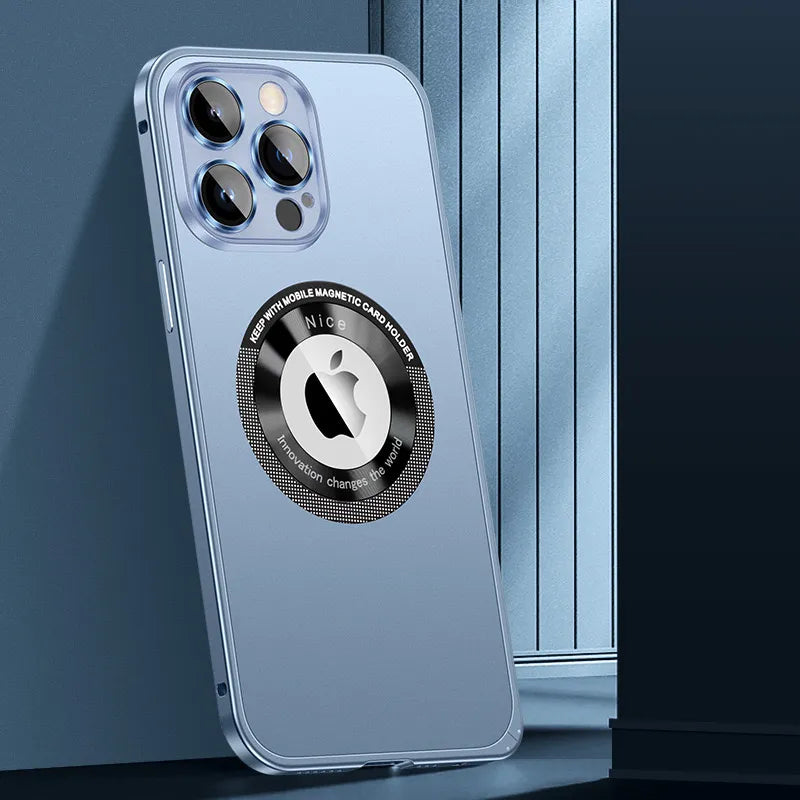 Étui pour iPhone avec cadre en métal magnétique