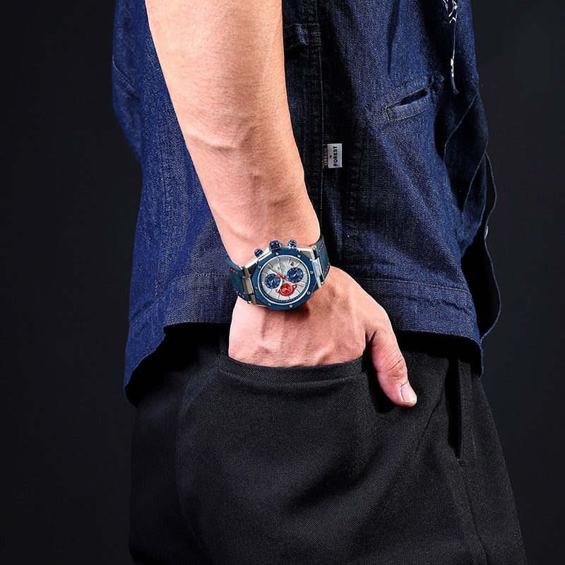 Montres chronographes à bracelet en cuir