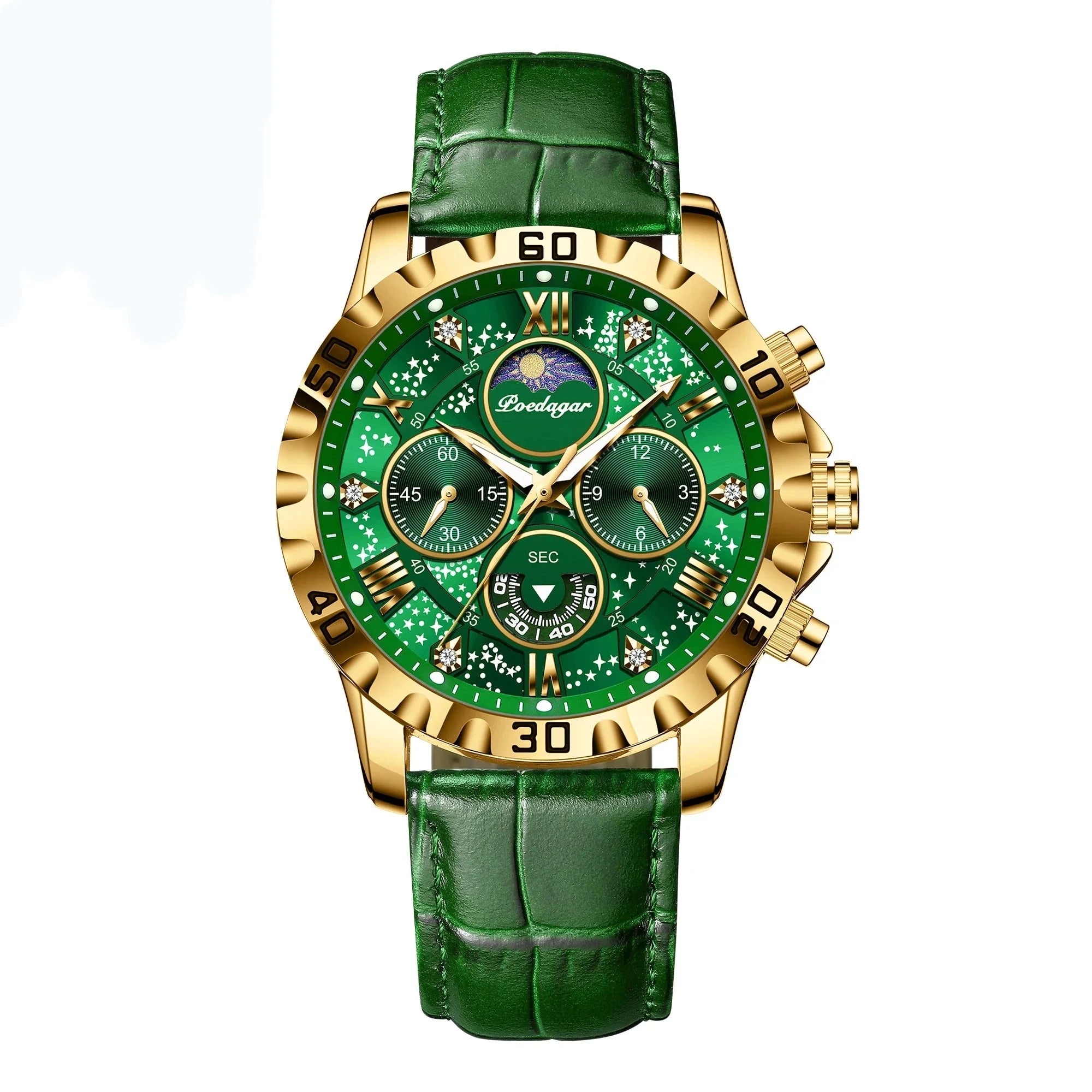 Montre chronographe de luxe avec bracelet en cuir