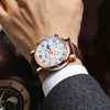 Montre à quartz avec bracelet en cuir de luxe