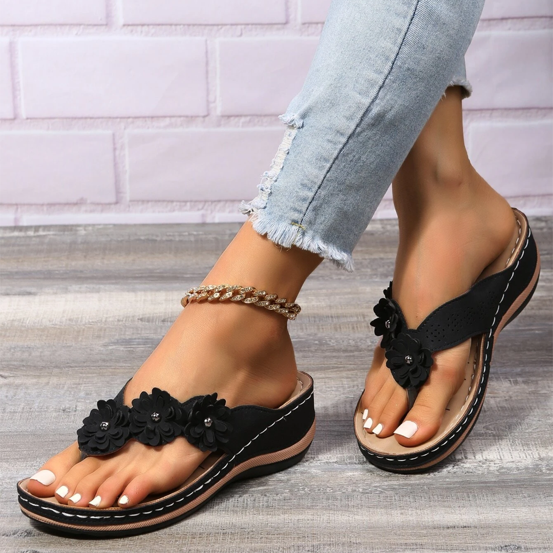 Chaussons rétro Studs Floral Foot Bow Support For Women