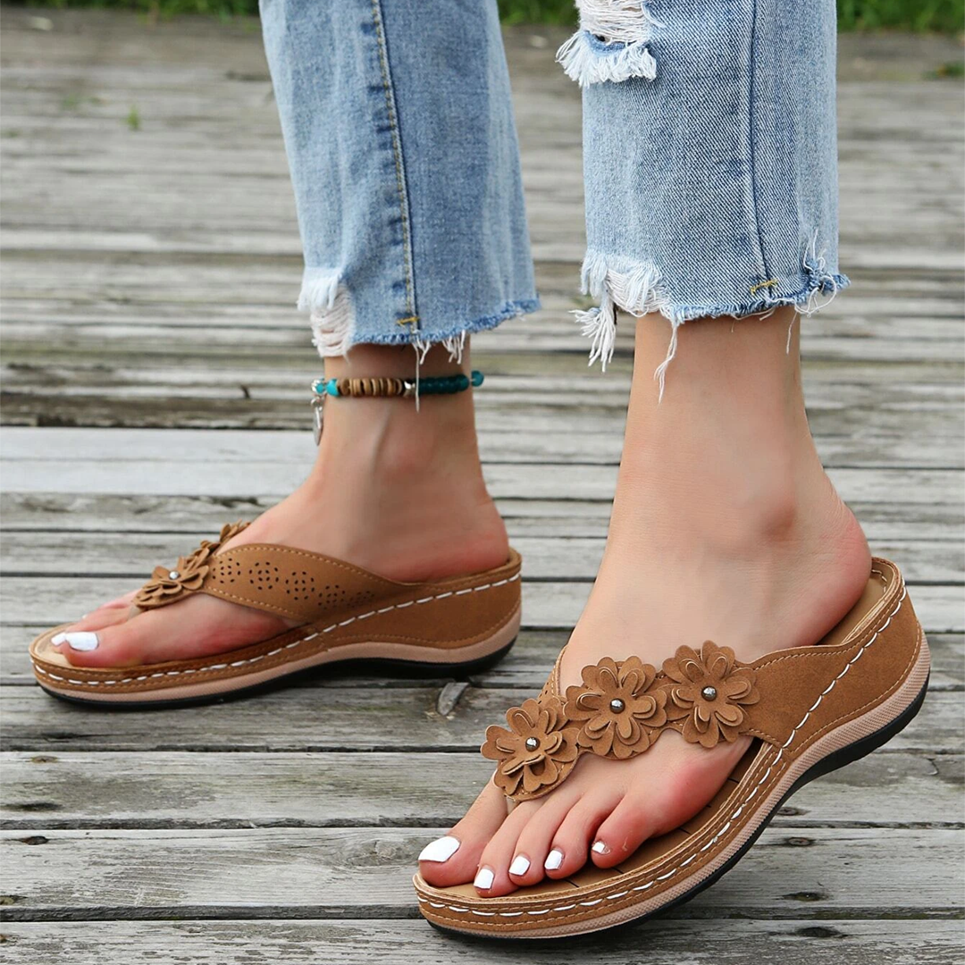 Chaussons rétro Studs Floral Foot Bow Support For Women
