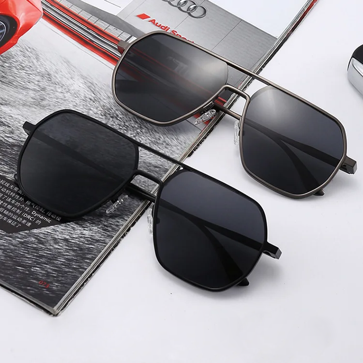 Lunettes de soleil rétro à monture métallique pour hommes