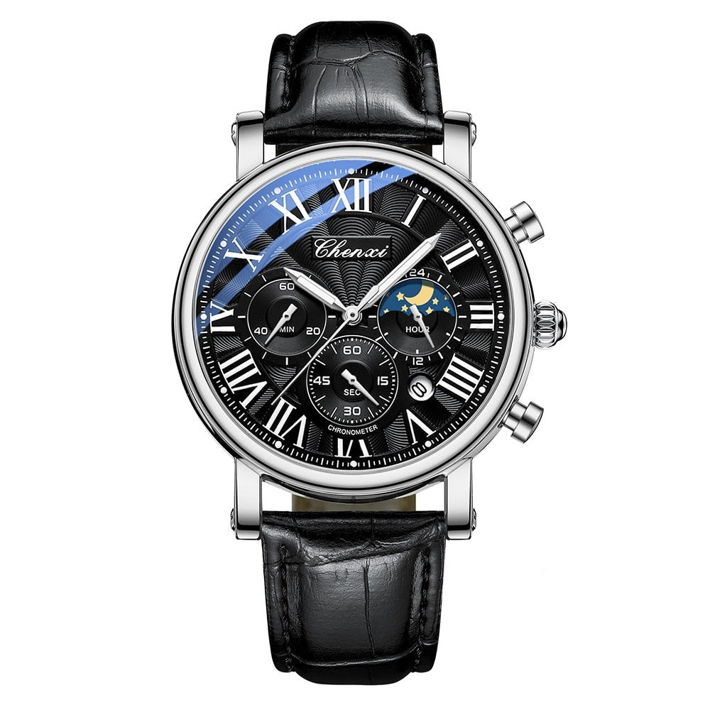 Montre à quartz avec bracelet en cuir de luxe