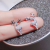 Boucles d'oreilles renne en cristal argenté