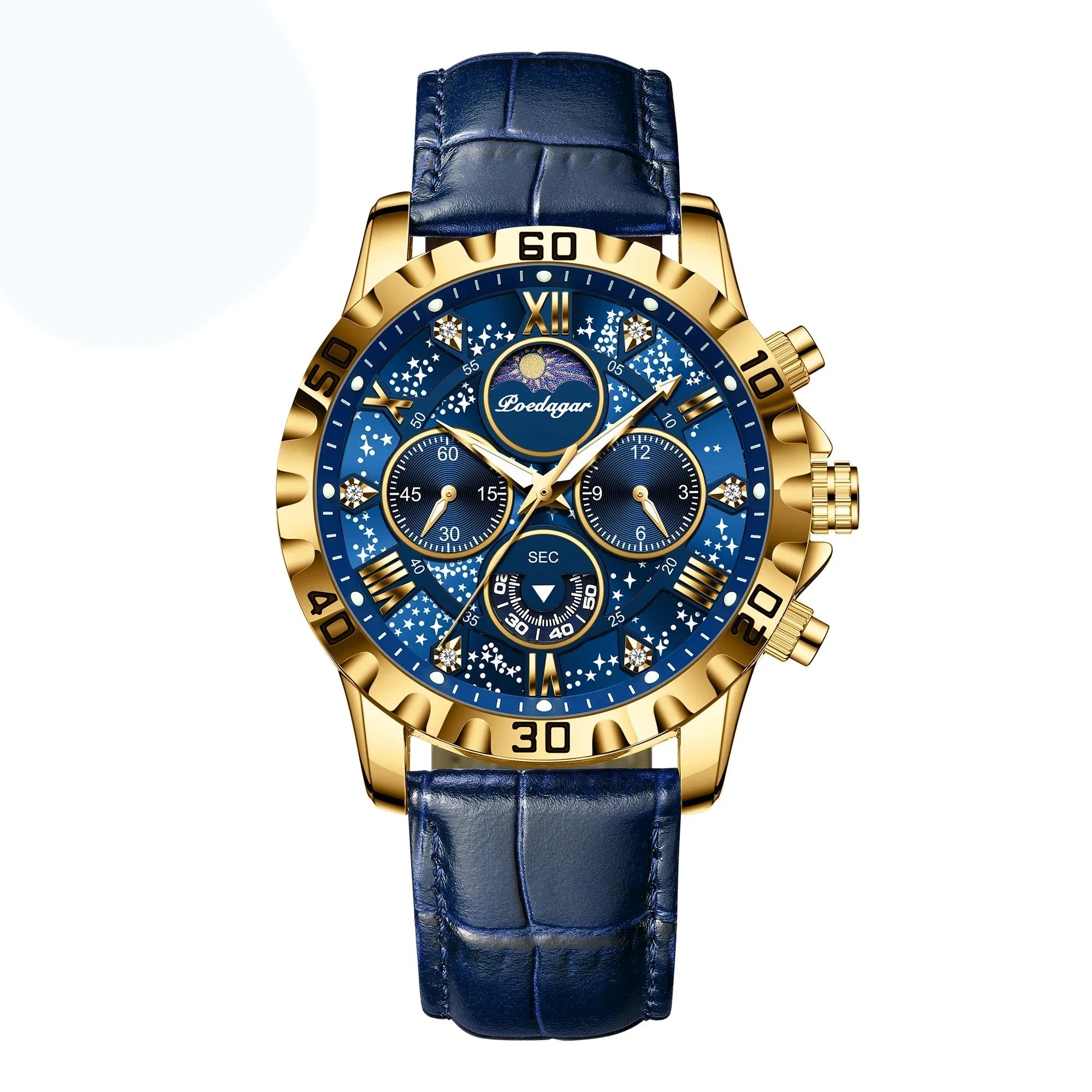 Montre chronographe de luxe avec bracelet en cuir