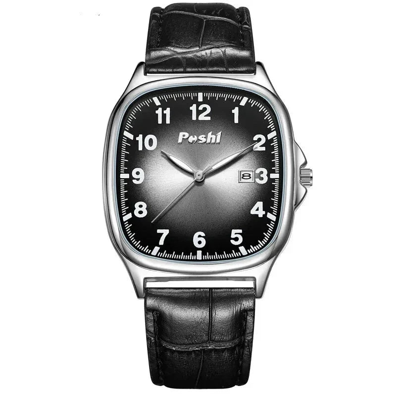 Montre à quartz avec bracelet en cuir