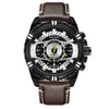 Montre de luxe à quartz, chronographe, militaire et sportive en cuir