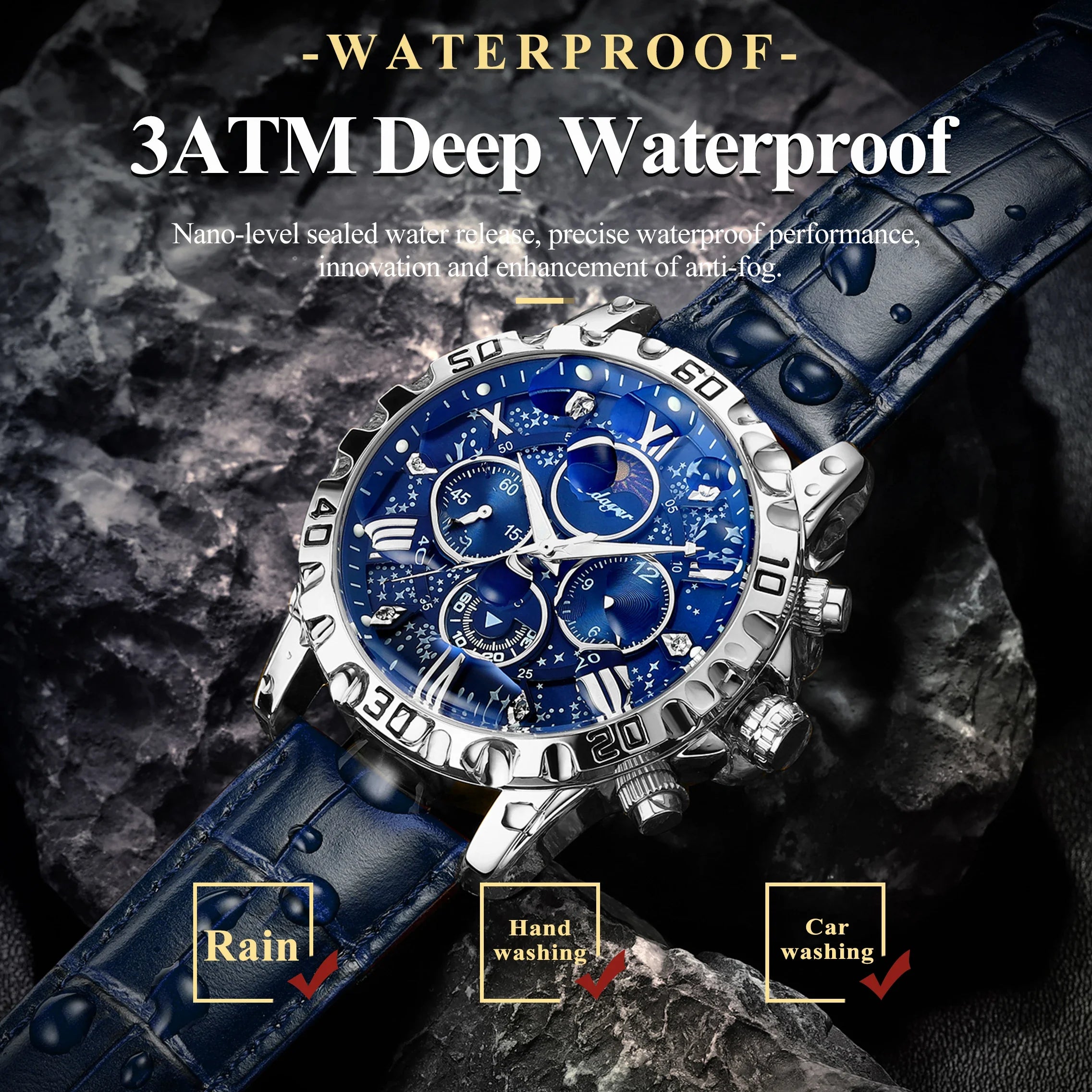 Montre chronographe de luxe avec bracelet en cuir