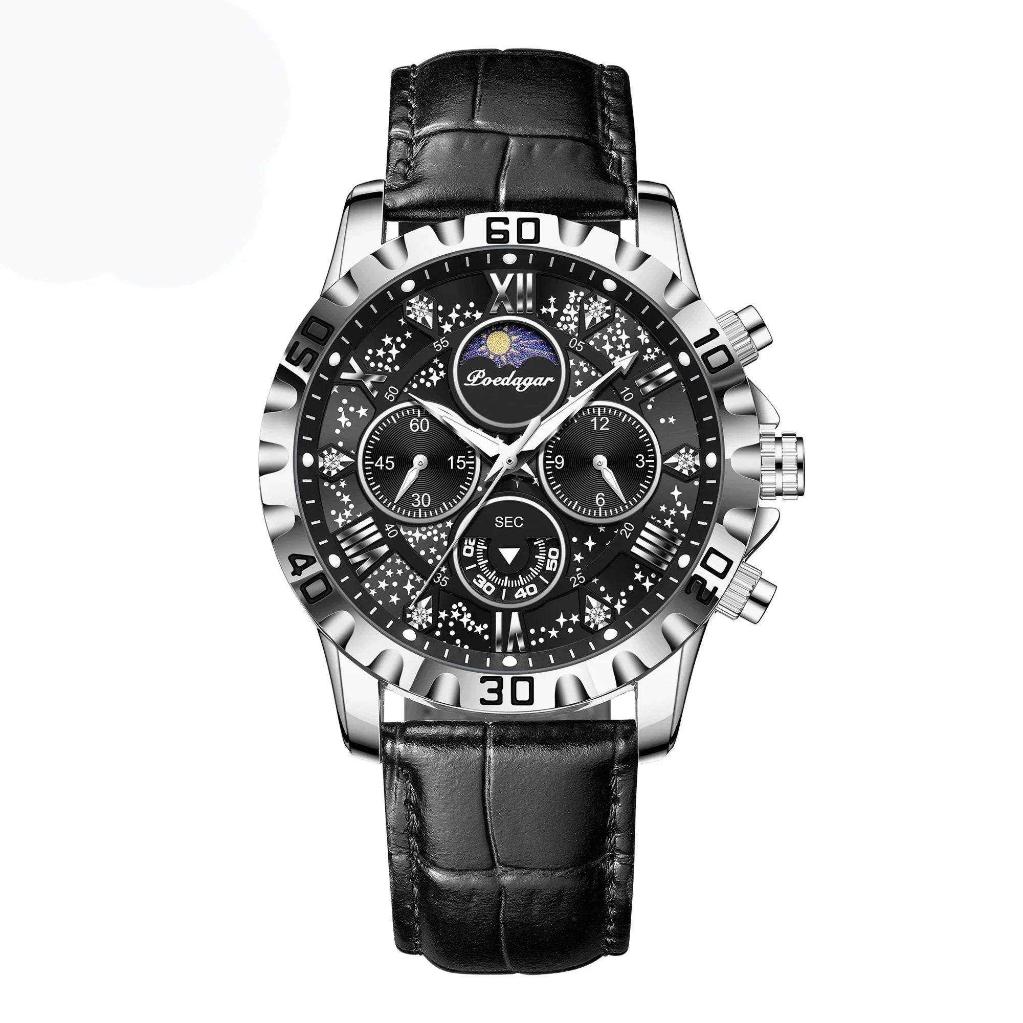 Montre chronographe de luxe avec bracelet en cuir