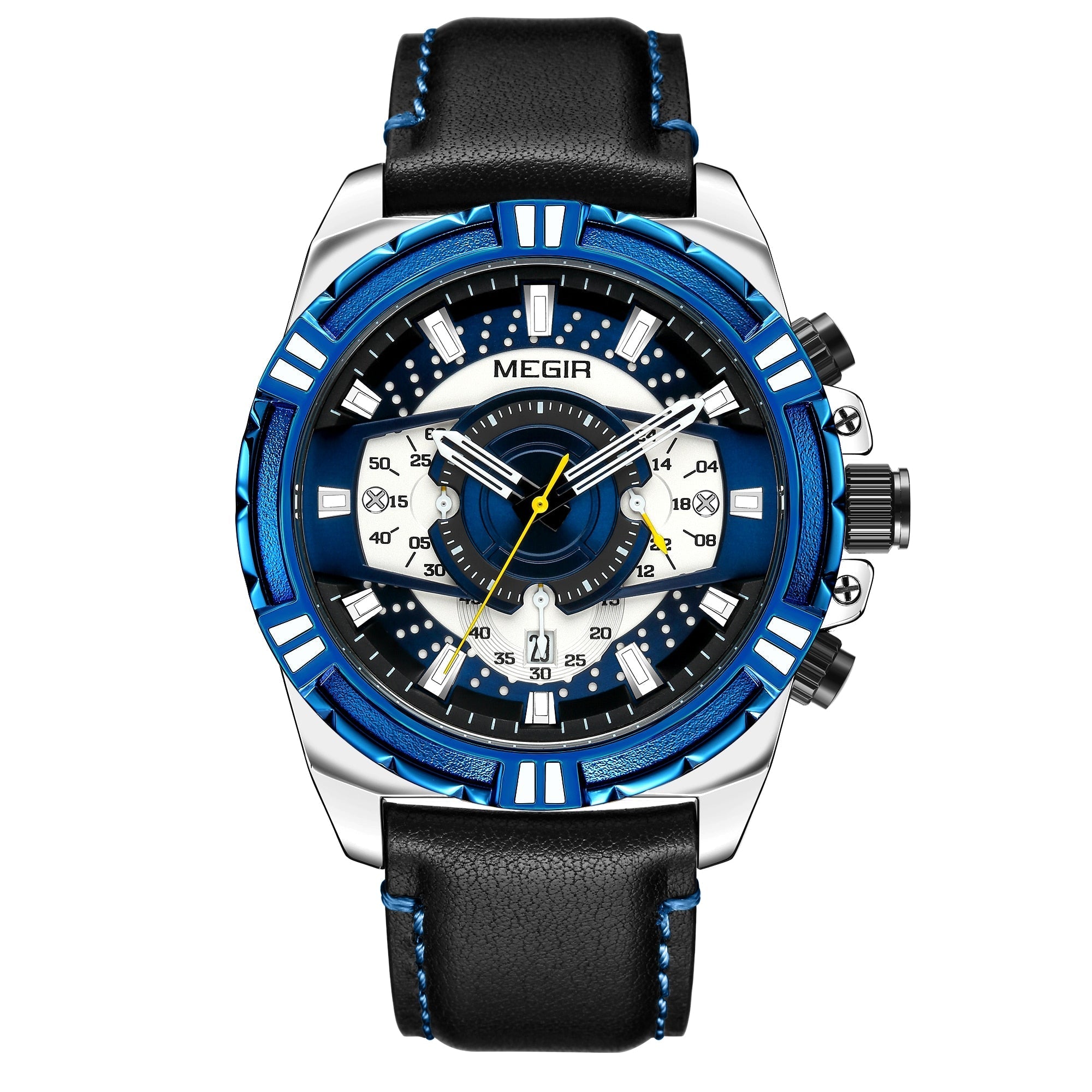 Montre de luxe à quartz, chronographe, militaire et sportive en cuir