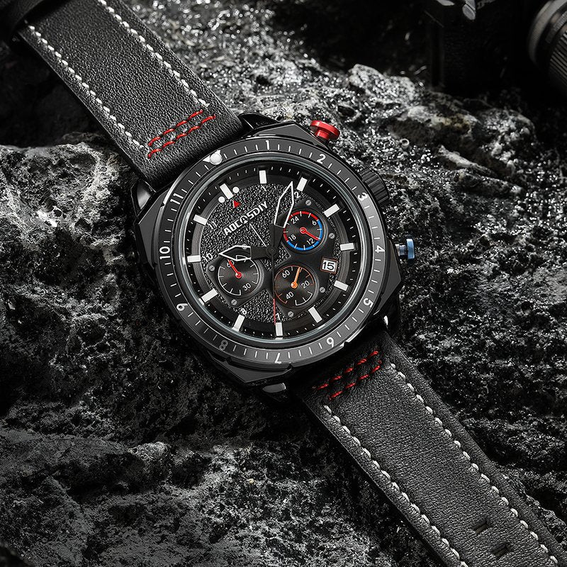 Montre à quartz de luxe, étanche, à chronographe et à sport