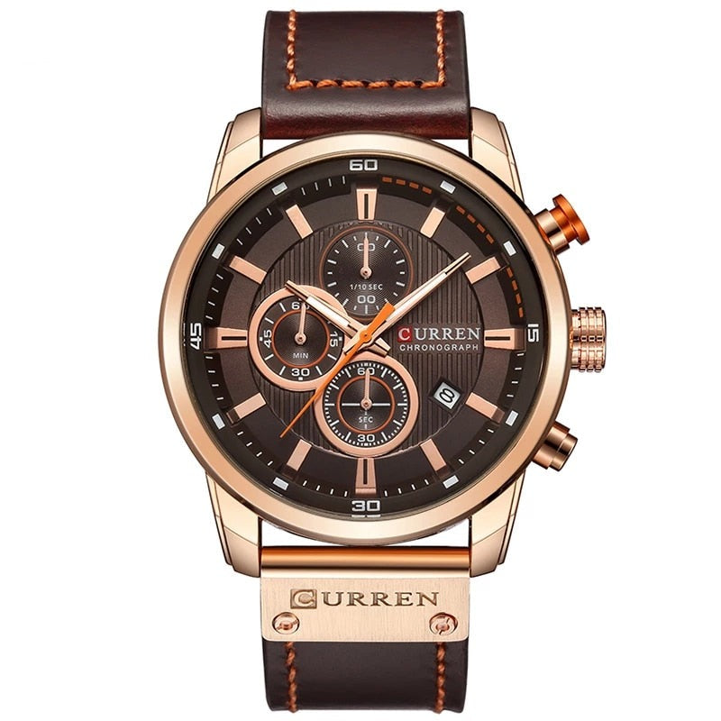 Montre élégante à quartz avec bracelet en cuir